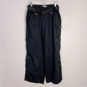 Angel Kiss Womens M Black Cargo Pants Wide Leg‎ Streetwear Grunge Punk Skater